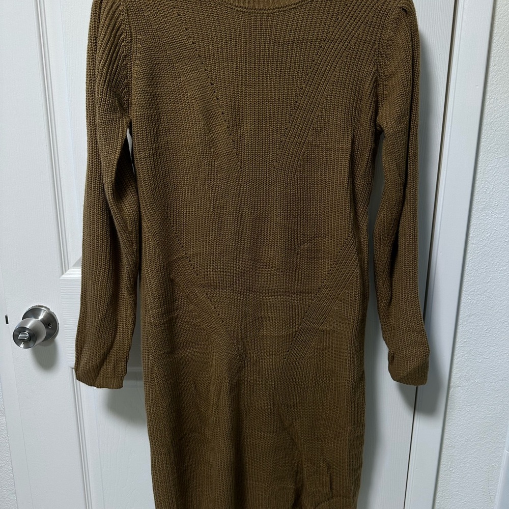 Brown Knit Midi Dress